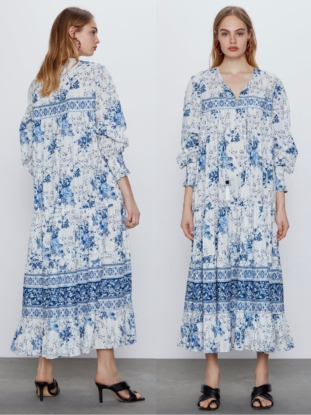 Zara Boho Floral Long Printed Maxi Dress Bloggers Favorite - Picture 2 of 13